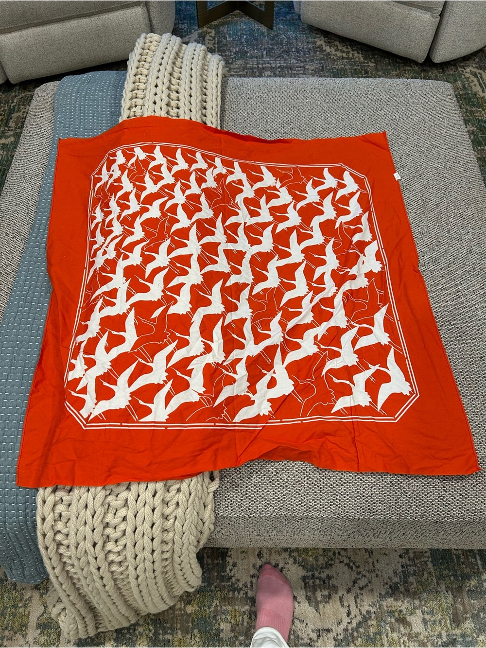 Red Bird-Print Decorative Throw Blanket - Home Bedding